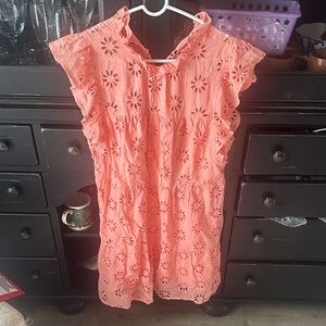 Entro Coral Eyelet Maxi Dress